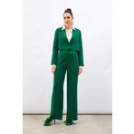 Pileli Krep Pantolon - YEŞİL