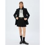 Pileli Mini Etek Kemerli Standart Bel Krep Scuba Kumaş