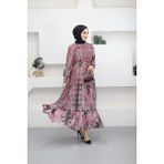 Pileli Saten Elbise - Kırmızı - 36