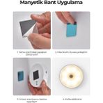 Pileli Store 1 Adet Hareket Sensörlü Beyaz Işık LED Gece Lambası – Kablosuz 8 Ledli | Merdiven, Koridor
