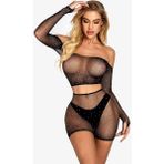 Pileli Store 2 Parça Taşlı Omuzları Açık Crop- Şort Vücut Çorabı - Standart - Renkli