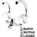 Pileli Store 3lü Set Banyo - Evye Mutfak - Lavabo Aç Kapa Mix Batarya Musluk (4887) - 1 - Renkli