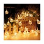 Pileli Store 5m 28 LED Kristal Top Gün Işığı Şeffaf Kablo Fişli Eklemeli - 1 - 10 W - Amber