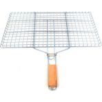 Pileli Store Ahşap Saplı Mangal Izgarası Galvanizli Paslanmaz Kafes Demir 25 x 40 cm Mudanis - Renkli - 1