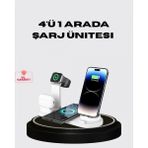 Pileli Store Apple Uyumlu Kablosuz Şarj Istasyonu 4 Cihaz Destekli ve Hızlı Şarjlı - Çok Renkli