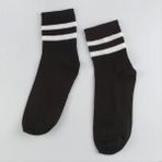 Pileli Store Çizgili Kolej Çorap - Standart - Siyah