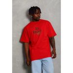 Pileli Store Erkek Baskılı T-Shirt Kısa Kol Bisiklet Yaka Regular Fit Tişört - Kırmızı - XL