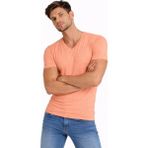 Pileli Store Erkek Body T-Shirt V Yaka Slim Fit Likralı Kısa Kol Tişört - Toz Pembe - 2XL