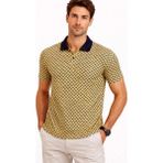 Pileli Store Erkek Pike Kumaş Polo Yaka Desenli Tişört Kısa Kol Yazlık T-Shirt - Sarı - XL