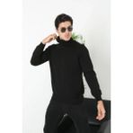 Pileli Store Erkek Tam Boğazlı Balıkçı Yaka Kazak Uzun Kol Düz Dokuma Triko - Siyah - XL