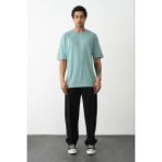 Pileli Store Erkek Tişört Düz Basic Penye Yazlık Bisiklet Yaka Kısa Kol T-Shirt - Mint Yeşili - Açık Mavi