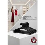 Pileli Store Giulia Vieri Selection: 12'li Premium Italyan Tasarım Ince Siluet Kaymaz Elbise Askısı Seti Siyah