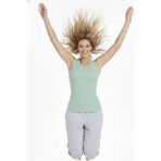 Pileli Store Kadın Fitilli Atlet Sıfır Yaka Slim Fit Arka Baskılı Spor Atlet - Mint Yeşili - XL
