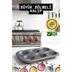Pileli Store Mini Çocuklar Için Cupcake Fırın Kalıbı 6 Büyük Bölmeli Muffin Kek Kalıbı - 1