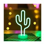 Pileli Store Neon Işıklı Kaktüs Masa Gece Lambası - 1 - 10 W - Amber