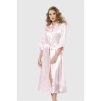 Pileli Store Pembe Uzun Saten Sabahlık - XL
