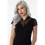 Pileli Store Pilelistore B641 Şahinler Düğmeli Dantelli Bluz - Siyah