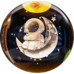 Pileli Store Pilelistore Dekoratif Ay Üstünde Astronot Tasarımlı Plastik Altlıklı Cam Küre - Çok Renkli