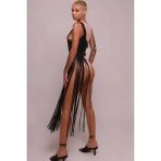 Pileli Store Püsküllü Deri Ceket Harness, Püsküllü Seksi Deri Harness - 1014 - Siyah - S - M