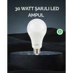 Pileli Store Şarjlı LED Ampul 30 Watt Soğuk Beyaz - 1