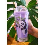Pileli Store Sevimli Panda Temalı Çift Katman 450 ml Suluk Pipetli Mika Matara Mor 2770 - 1 - Renkli