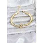 pilelistore 316L Çelik Gold Renk Baget Zirkon Taşlı Yılan Zincirli Kadın Bileklik - TJ-BB8154