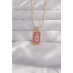 Pilelistore 316L Çelik Gold Renk Mor Mineli El Figür Tarot Kolye - Tj-Bko9034