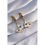 pilelistore 316L Çelik Gold Renk Renkli Mineli Kelebek Küpe - TJ-BKP9027