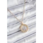 pilelistore 316L Çelik Gold Renk Zirkon Taş Detay Ay Yıldız Fanus Model Kadın Kolye - TJ-BKO8194