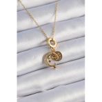 pilelistore 316L Çelik Gold Renk Zirkon Taşlı Ay Yıldız Model Charm Model Kadın Kolye - TJ-BKO9312
