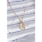 Pilelistore 316L Çelik Gold Renk Zirkon Taşlı Ay Yıldız Model Kadın Kolye - Tj-Bko7688