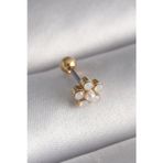 Pilelistore 316L Çelik Gold Renk Zirkon Taşlı Çiçek Model Tragus Piercing - Tj-Pr1282