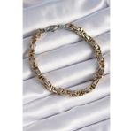 pilelistore 316L Çelik Gümüş Gold Renk Kral Zincir Model Erkek Bileklik - TJ-EB3695