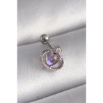 Pilelistore 316L Çelik Gümüş Renk Mor Mineli Kalp Zirkon Taş Detay Tragus Piercing - Tj-Pr1273