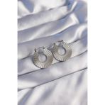 pilelistore 316L Çelik Gümüş Renk Oval Çizgili Plaka Küpe - TJ-BKP9048