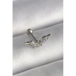 Pilelistore 316L Çelik Gümüş Renk Zirkon Taş Detay Kanat Model Tragus Piercing - Tj-Pr1291