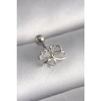 Pilelistore 316L Çelik Gümüş Renk Zirkon Taş Detay Kurdele Model Tragus Piercing - Tj-Pr1289