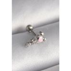Pilelistore 316L Çelik Gümüş Renk Zirkon Taş Detay Pembe Kalp İşleme Tragus Piercing - Tj-Pr1281