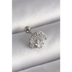 Pilelistore 316L Çelik Gümüş Renk Zirkon Taşlı Ay Yıldız Tragus Piercing - Tj-Pr1257