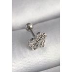 Pilelistore 316L Çelik Gümüş Renk Zirkon Taşlı Sonsuzluk Detay Tragus Piercing - Tj-Pr1249