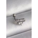 Pilelistore 316L Çelik Gümüş Renk Zirkon Taşlı Toplu İğne Tragus Piercing - Tj-Pr1275