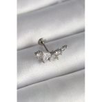 Pilelistore 316L Çelik Gümüş Renk Zirkon Taşlı Tragus Piercing - Tj-Pr1337