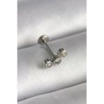 Pilelistore 316L Çelik Gümüş Renk Zirkon Taşlı Tragus Piercing - Tj-Pr1349
