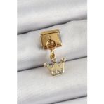 pilelistore 316L Çelik Sallantılı Zirkon Taşlı Kraliçe Tacı Model Gold Renk Nomination Charm - TJ-BC