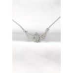 pilelistore 316L Çelik Silver Renk Zirkon Taşlı Kalpli Kanat Kolye - TJ-BKO8515