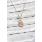 Pilelistore 316L Çelik Zincir Gold Renk Pembe Kuğu Model Zirkon Taşlı Kolye - Tj-Bko10867