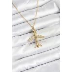 Pilelistore 316L Çelik Zincir Gold Renk Uçak Model Kadın Kolye - Tj-Bko10615