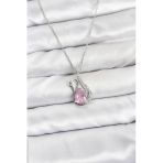 Pilelistore 316L Çelik Zincir Gümüş Renk Pembe Kuğu Model Zirkon Taşlı Kolye - Tj-Bko10866
