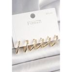 pilelistore 925 Ayar Gümüş Çivi Pirinç Gold Renk Üçgen Model Kadın Küpe Seti - TJ-BKP10415
