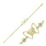 pilelistore 925 Ayar Gümüş Gold Kelebek Bileklik
